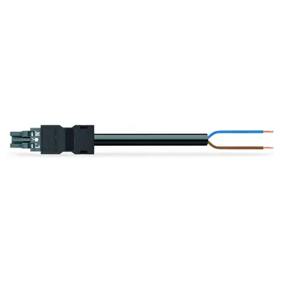 pre-assembled connecting cable; Eca; Socket/open-ended; 2-pole; Cod. L; H05VV-F 2 x 2.5 mm²; 8 m; 2,50 mm²; dark gray