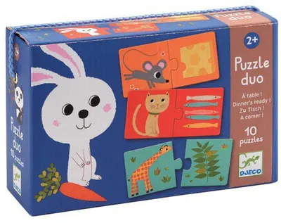 Puzzle educativ Djeco Duo din 20 de piese - Cina este gata