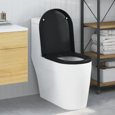vidaXL Capacul de toaletă Negru 48 x 36,5 x 4,5 cm Polipropilenă