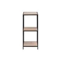 Bibliotecă neagră/în culoare naturală cu aspect de lemn de stejar 37x83 cm Seaford – Actona