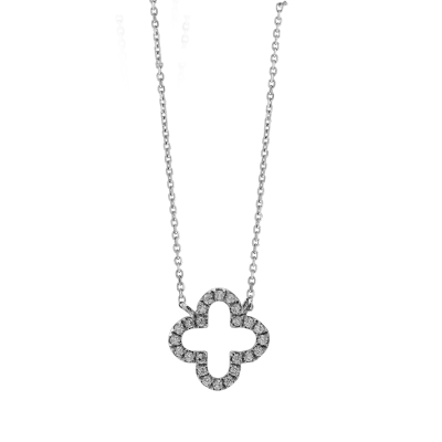 Lant cu pandantiv din aur alb cu diamante de 0.073ct