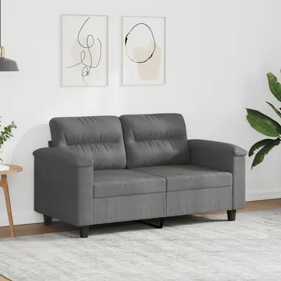 vidaXL Canapea cu 2 locuri, gri închis, 120 cm, țesătură microfibră