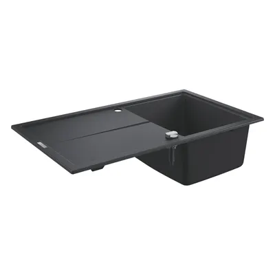 Chiuveta bucatarie Grohe K400 31640AP0, 86x50 cm, reversibil, montare pe blat, evacuare automata, Kit montaj si evacuare inclus, Negru granit