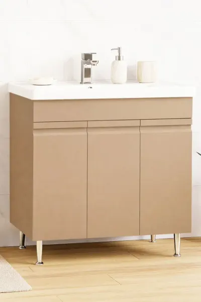 Set Baza front MDF si Lavoar seria 786, montat, 80 cm, cappuccino