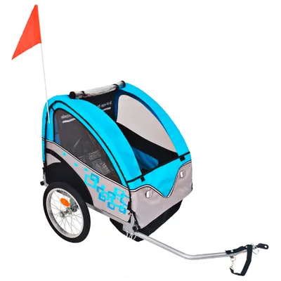 vidaXL Remorcă de bicicletă, gri și albastru, 30 kg