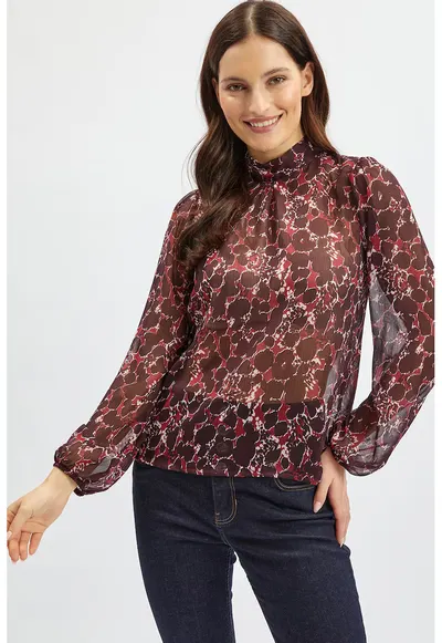 Bluza vaporoasa cu model - Violet tyrian
