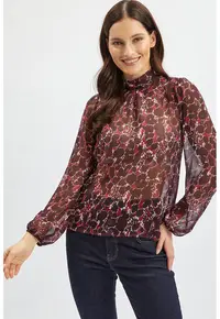 Bluza vaporoasa cu model - Violet tyrian