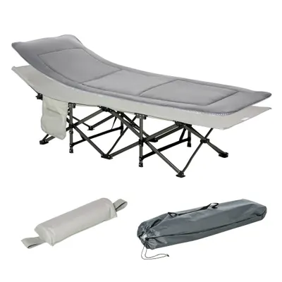 Outsunny Patut de Camping cu Buzunar de depozitare, 188X64.5X53 cm, Gri