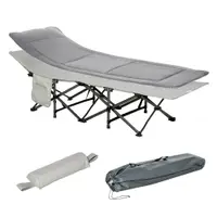 Outsunny Patut de Camping cu Buzunar de depozitare, 188X64.5X53 cm, Gri