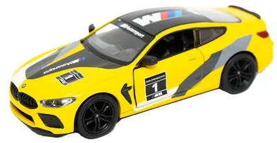 Mașinuță metalică Kinsmart Livery Edition - BMW M8 Competition Coupe, 1:38, galbenă