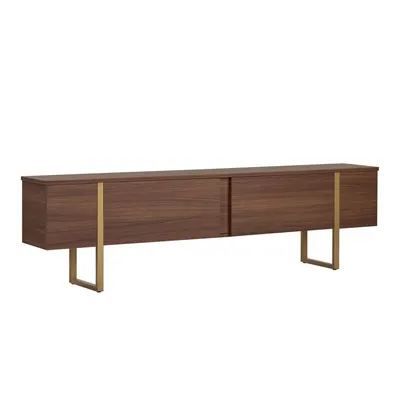 Comodă TV în culoare naturală închisă cu aspect de lemn de nuc 180x50x30 cm Onera – Kalune Design