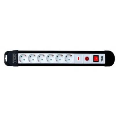Prelungitor cu protectie 5 metri 6 prize schuko cu reset & led & switch cablu 3x1,5mm TED000934