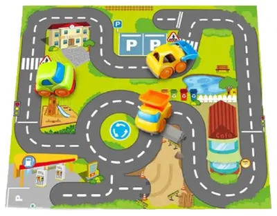 Set de joacă Felyx Toys - Kiddy Go, covor cu 3 mini carucioare