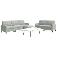 Gossi set de canapele cu perne, 3 piese, gri deschis, catifea