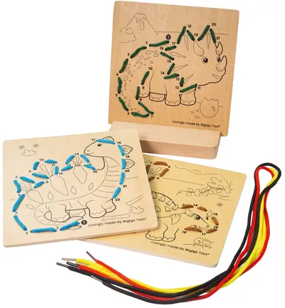 Set creativ de coasere după numere Bigjigs - Dinozaurii