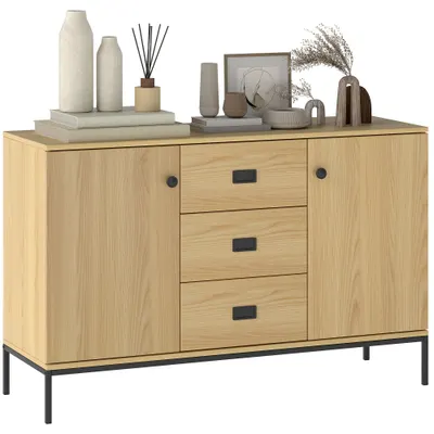 HOMCOM Bufet de depozitare 2 sertare raft reglabil 3 sertare stil contemporan - dim. 120L x 39,5l x 77H cm | Aosom Romania