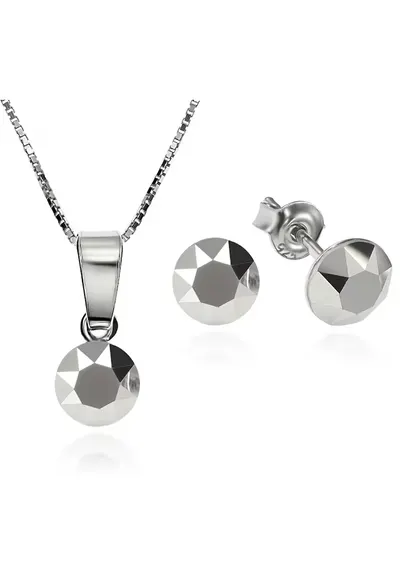 Set Argint 925 placat cu rodiu cu cristale Swarovski® Xirius 6mm Surub + Lant