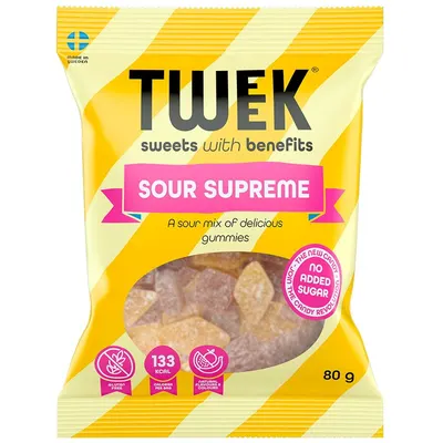 Jeleuri cu Aroma de Grapefruit, Cola, Fructul Pasiunii si Ananas cu Stevie fara Zahar Adaugat Sour Supreme 80g