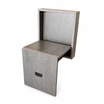 Scaun pliabil de perete din lemn pentru &icirc;ncălțăminte &ndash; MDF &amp; oțel, design modern, maro - PRODUS RESIGILAT
