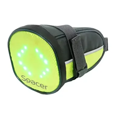 Geanta reflectorizanta Spacer pentru Bicicleta SPBB-LEDSign, cu semnalizare LED prin telecomanda, prindere tija sa