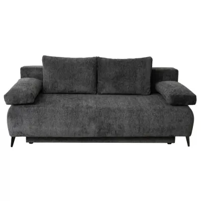 Canapea TIME NEW extensibila, 3 locuri, cu arcuri si lada depozitare, gri inchis, 200x100x90 cm