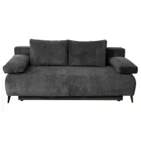 Canapea TIME NEW extensibila, 3 locuri, cu arcuri si lada depozitare, gri inchis, 200x100x90 cm
