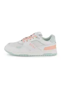 Pantofi sport de piele cu garnituri textile - Alb/Portocaliu