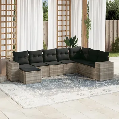 Gossi set mobilier de gradina cu perne, 8 piese gri deschis poliratan