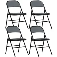 HOMCOM Set de 4 scaune pliabile pentru sufragerie portabile cadru din oțel 45 x 46 x 78 cm gri | Aosom Romania