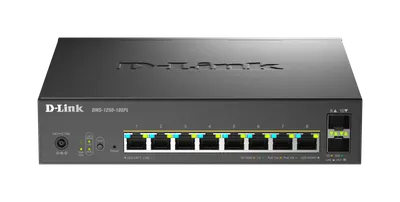 Switch D-Link DMS-1250-10SPL, 8 porturi Gigabit, 2 porturi SFP+, Protocol 802.3bt+802.3af/at, rackabil