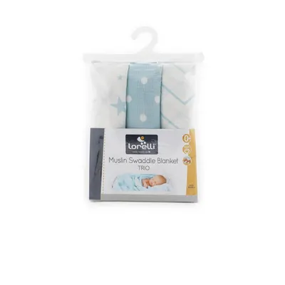 Set 3 scutece pled muselina 80 x 80 cm Blue Mix