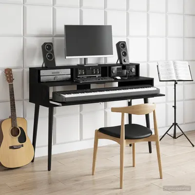 vidaXL Birou de studio Stejar Negru 110 x 42,5 x 36 cm Lemn prelucrat