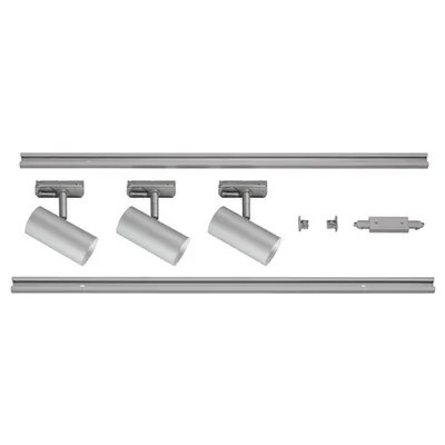Iluminat decorativ pe sina, Melodii NOBLO SPOT, gri inclusiv trei spoturi luminoase, doua rafturi 1m, un feed-in si un conector lung