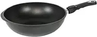 Tigaie wok cu mâner mobil AMT - Gastroguss, 30 cm, negru