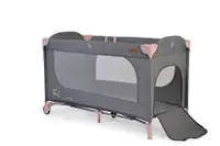 Patut pliabil multifunctional 2in1 Cangaroo SkyGlow Pink cu 2 nivele,roti cu blocare,Usa de acces cu fermoar,laterala cu plasa de ventilatie,pliabil compact,2 inele de sustinere si saltea pliabila incluse