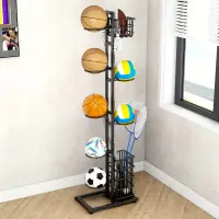 Suport pentru mingi, Negru, Metal, 155 cm