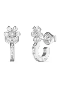 Cercei rotunzi discreti din otel inoxidabil - Argintiu/Transparent