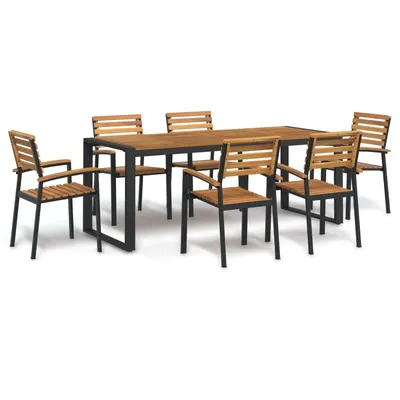 Gossi set mobilier de gradina, 7 piese, lemn masiv de acacia si metal