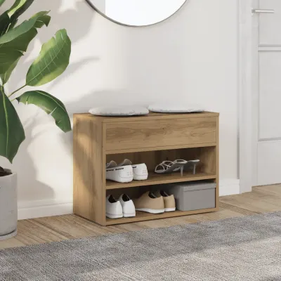 vidaXL Banchetă pantofar stejar artizanal 60x30x45 cm, lemn prelucrat