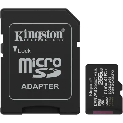 Card de Memorie MicroSDXC Kingston Select Plus, 256GB, Clasa 10 UHS-I, Cu adaptor