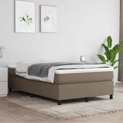 vidaXL Cadru de pat cu arcuri, gri taupe, 120x200 cm, textil