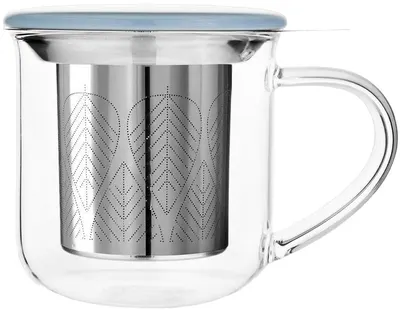 Ceașcă de ceai cu strecurătoare Viva Scandinavia - Minima, 400 ml, cu capac albastru