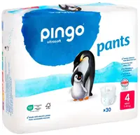 Scutece chilotei Pingo Ultrasoft - Maxi, mărimea 4, 7-18 kg, 30 buc.
