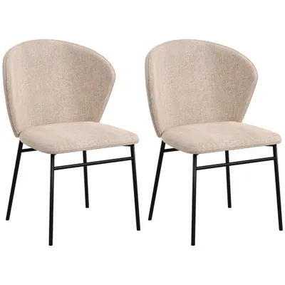 HOMCOM Scaun de masă, Design contemporan și elegant, Material textil cu efect de in, Oțel, 52 x 55 x 80 cm, Maro deschis | Aosom Romania