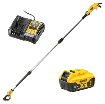 Foarfecă telescopică cu acumulator pentru crengi DeWALT - DCMPP569P1-QW, 18 V, 38 mm, 3 m, 5 Ah, cu baterie și încărcător