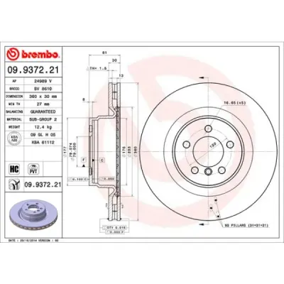 Disc frana BREMBO 09.9372.21