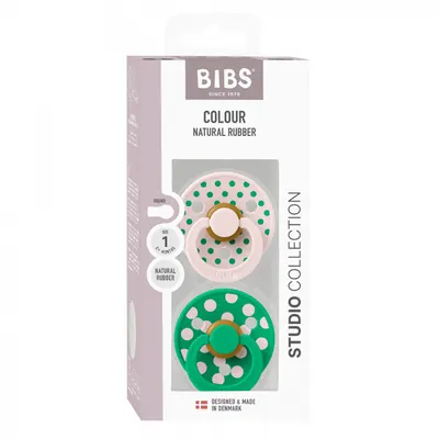 Set 2 suzete Bibs Colour Studio Collection Polka Dots tetina rotunda 0 luni+ PetalCactus