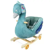 Balansoar pentru bebelusi, Paun, lemn si plus, centuri siguranta, 58x34x66 cm