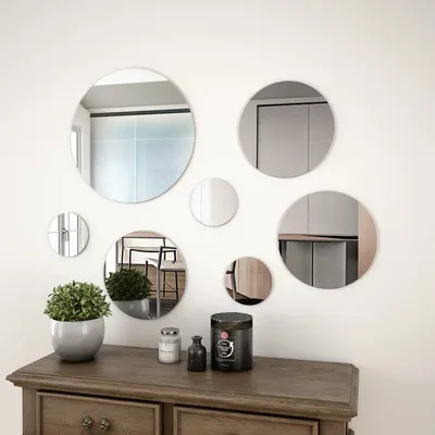 Gossi set oglinda de perete, 7 piese, sticla, rotunda
