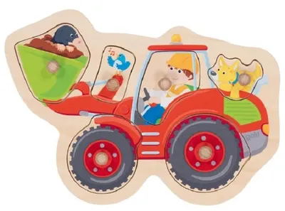 Puzzle cu mânere Goki - Buldozer frontal